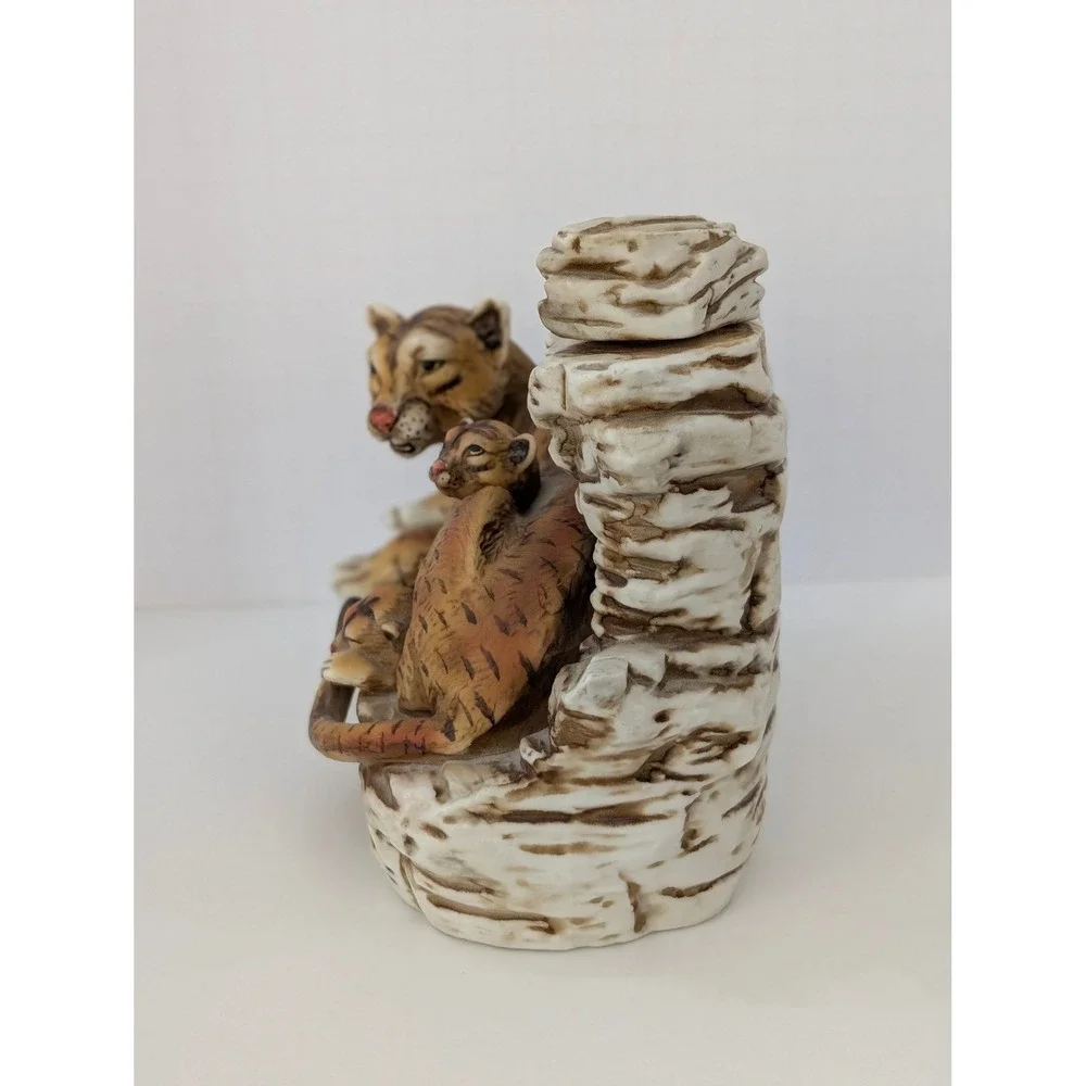 Vintage 1976 Cyrus Noble Mountain Lion Cougar Cubs Whiskey Decanter 145/894 Haas